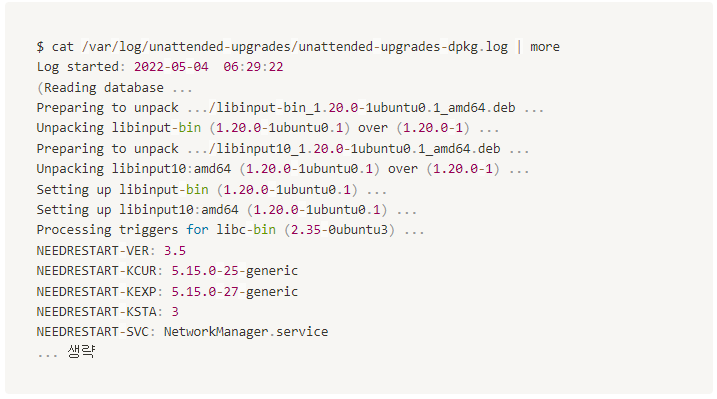 unattended-upgrades 동작 로그